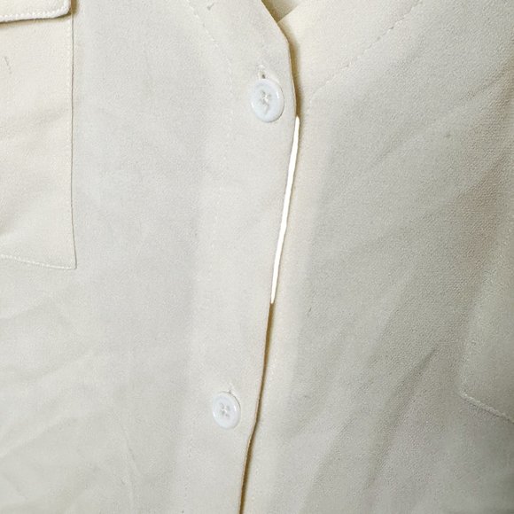 alice + olivia Women's White Medium Silk Spandex Blend V-Neck Blouse - Picture 7 of 11